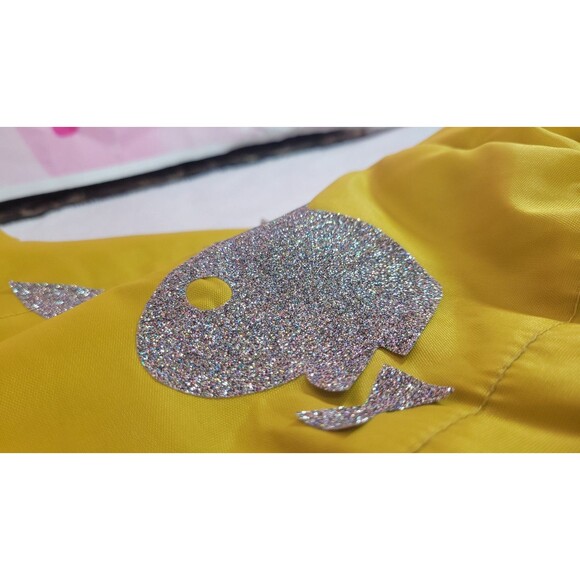 Sparkly Glitter Yellow Playboy Puffer Jacket Glitter Logos Retro Size Medium - Picture 5 of 12